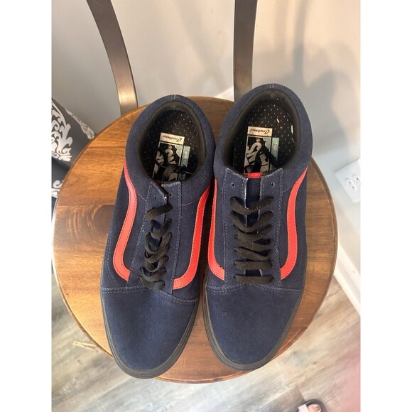 Men’s VANS Casual Sneakers Old Skool Style Dress Blues With Red Accent Size 11 - Picture 2 of 5